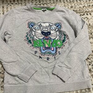 Kenzo Gray Crewneck Sweater with Tiger Design